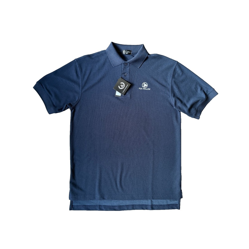 Byron Nelson Polo Shirt Men M Navy Blue DriWay Fox Hollow Golf Preppy Athletic